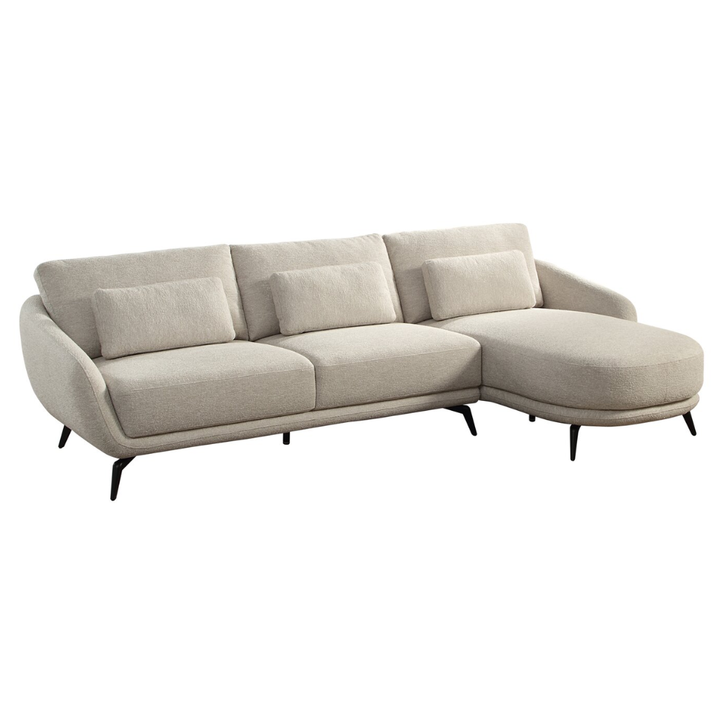 24Seven Hoekbank Lucca Driezits Rechts Beige 287 x 163 x 82.5 cm