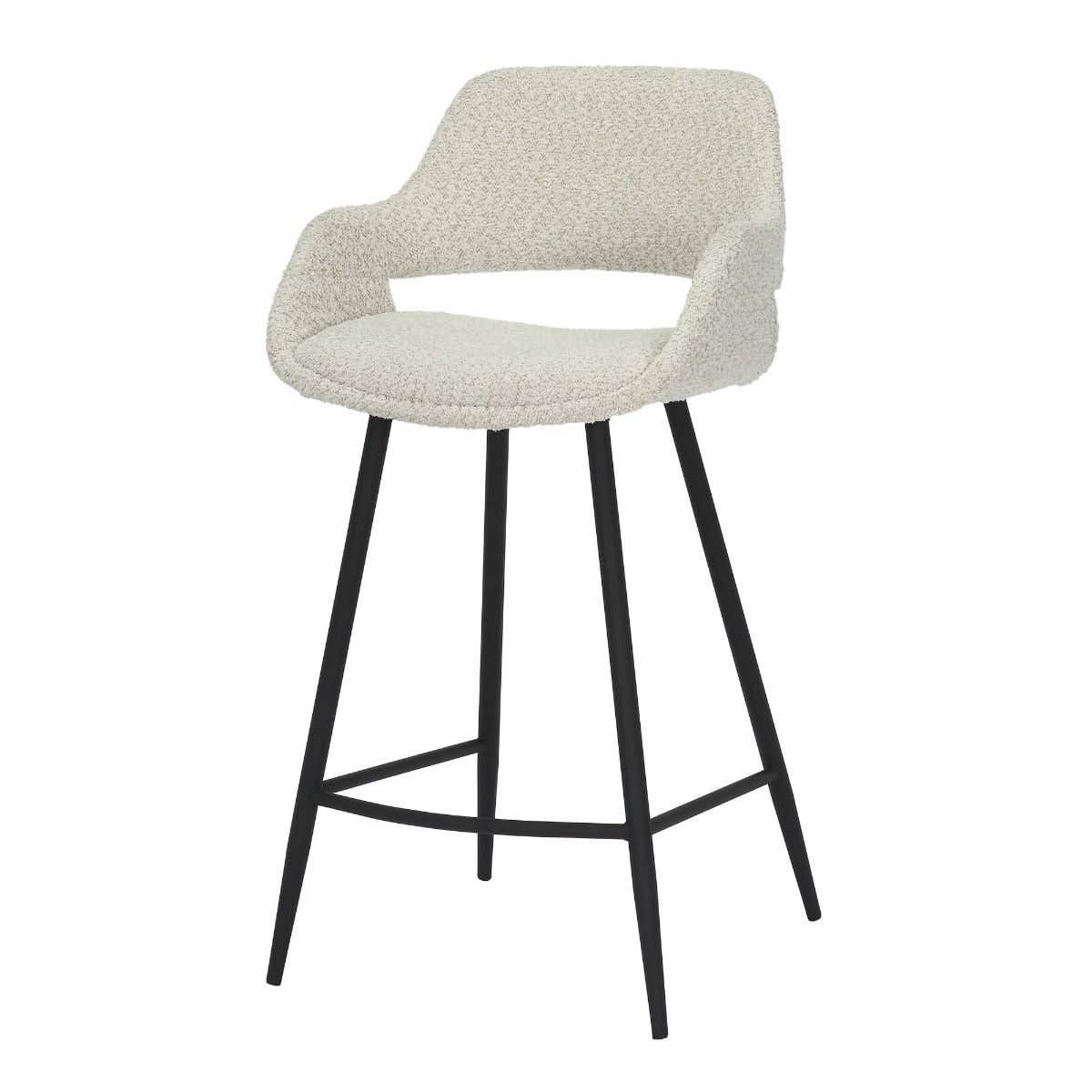 24Seven Seven Barstoel Dario Bouclé Offwhite Wit 50 x 49 x 103 cm