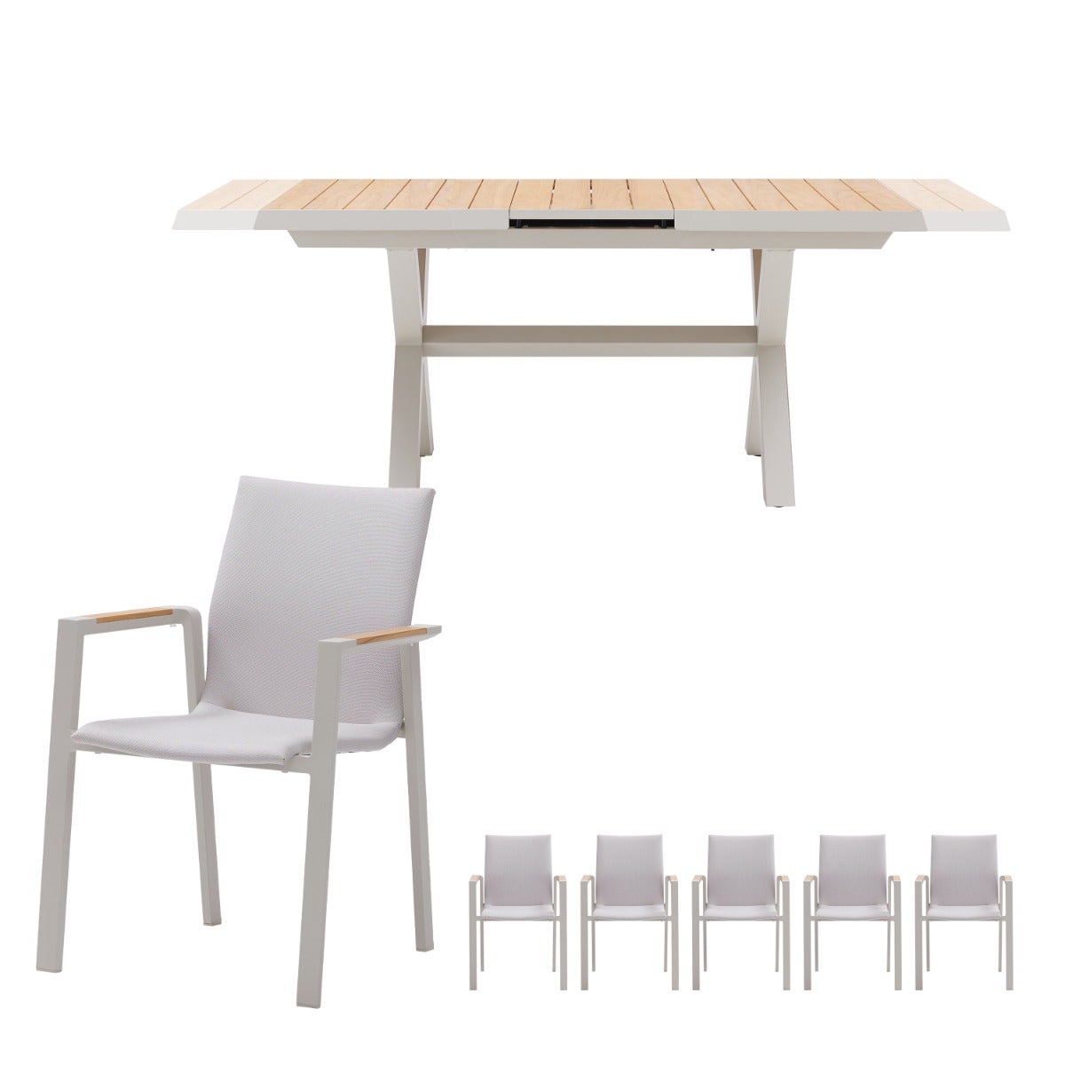 Royal Seasons Solare uitschuifbare dining set voor 6 personen