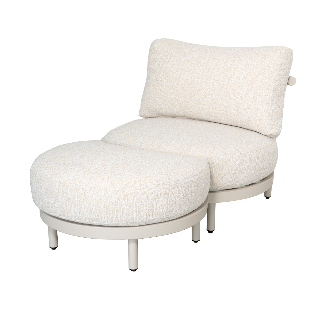 Royal Seasons Loungestoel Belize Zand met Hocker 90 x 88 x 69 cm