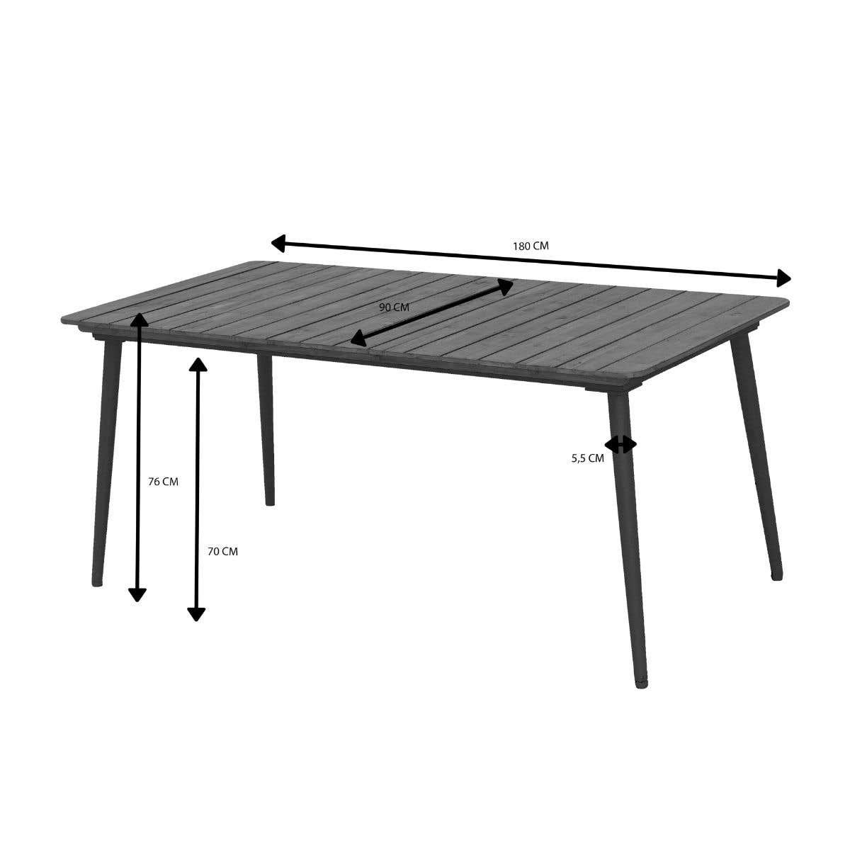 Ease up Diningtable Napoli Bruin 180 x 90 x 76 cm