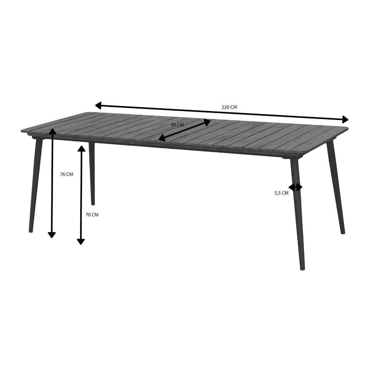 Ease up Diningtable Napoli Bruin 220 x 90 x 76 cm
