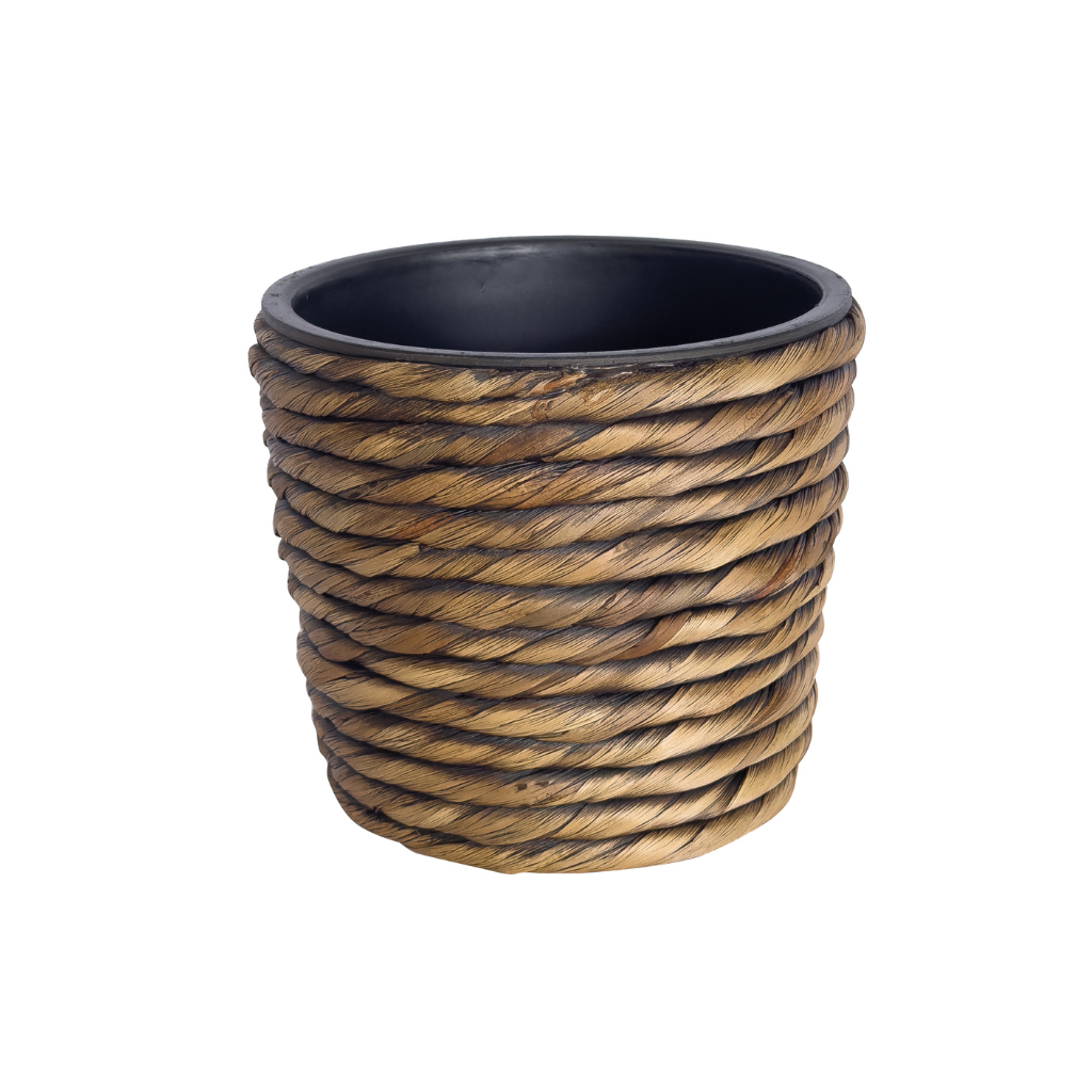 Pot twisted weave brown D 16 x H 14