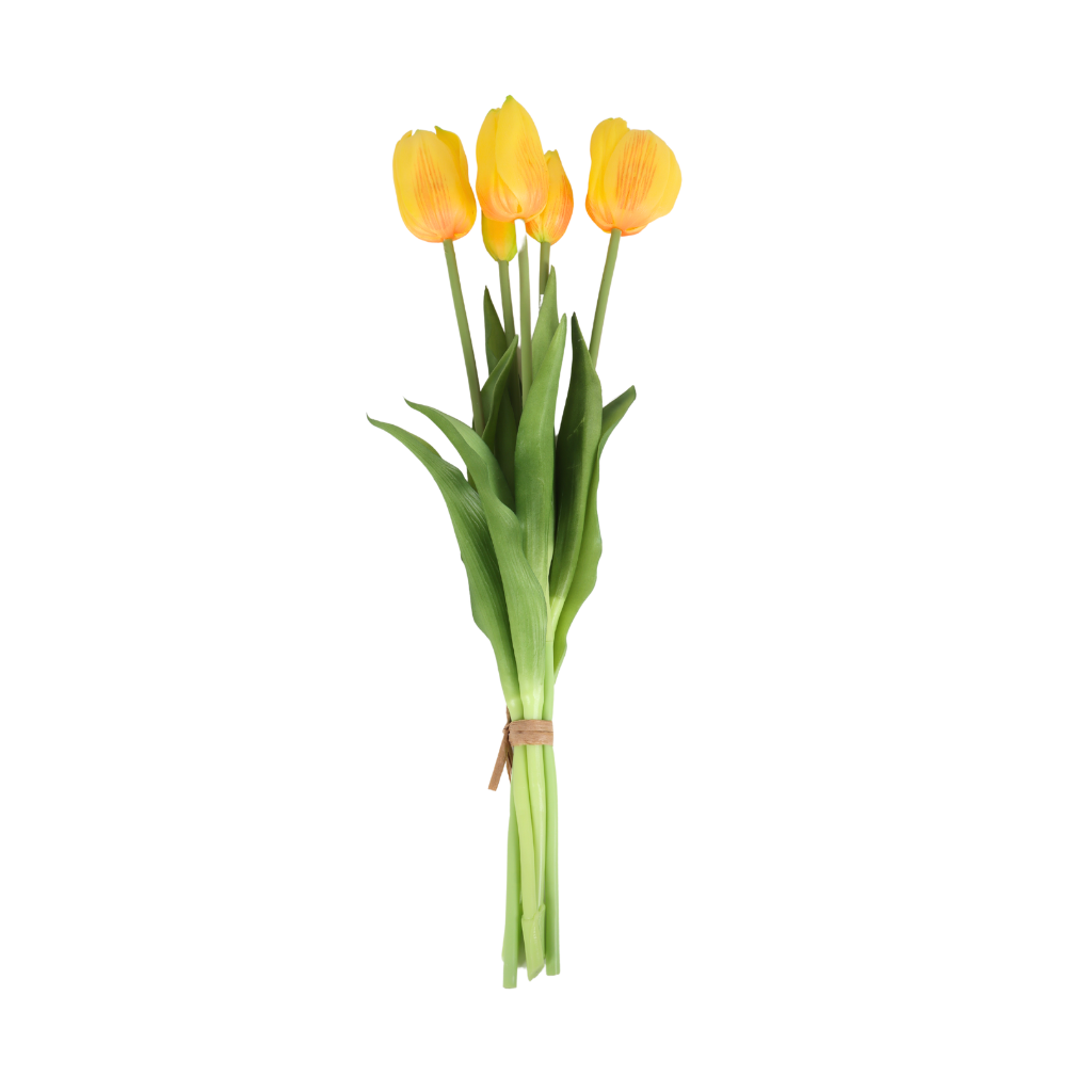 Tulp zijde bundel geel 5 stuks 40 cm