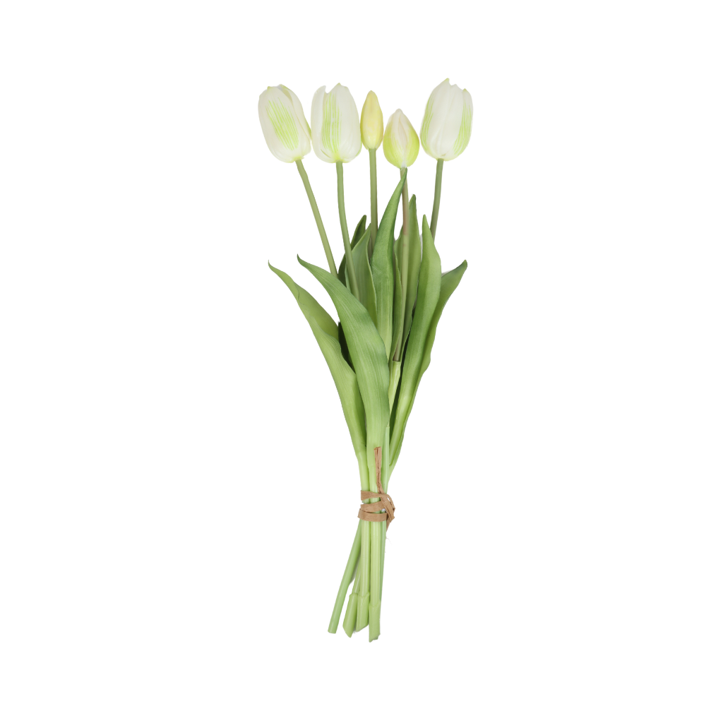 Tulp zijde bundel wit 5 stuks 40 cm