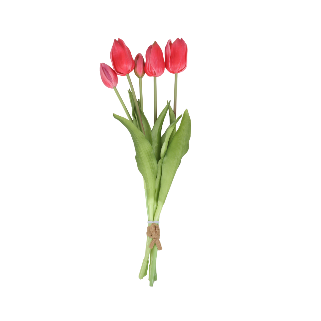 Tulp zijde bundel donkerroze 5 stuks 40 cm