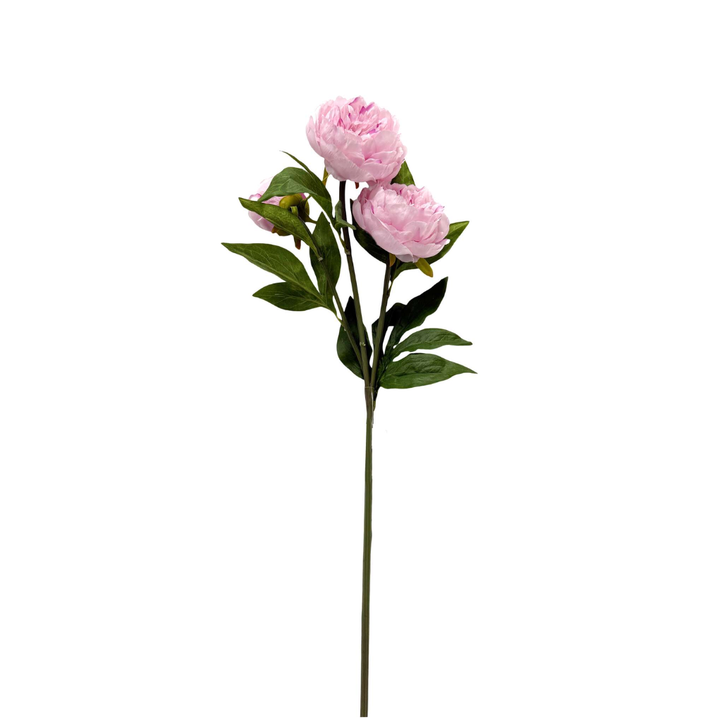 Kunstbloem Pioenroos 3 kops roze 76 cm