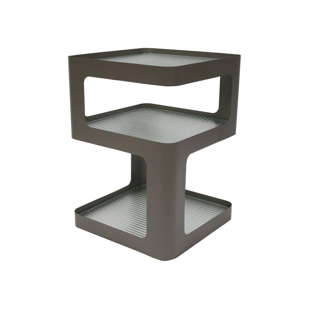 Bijzettafel glas grijs 35 x 49 cm