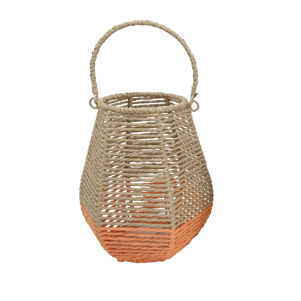 Lantaarn met glas oranje 19 x 24 cm