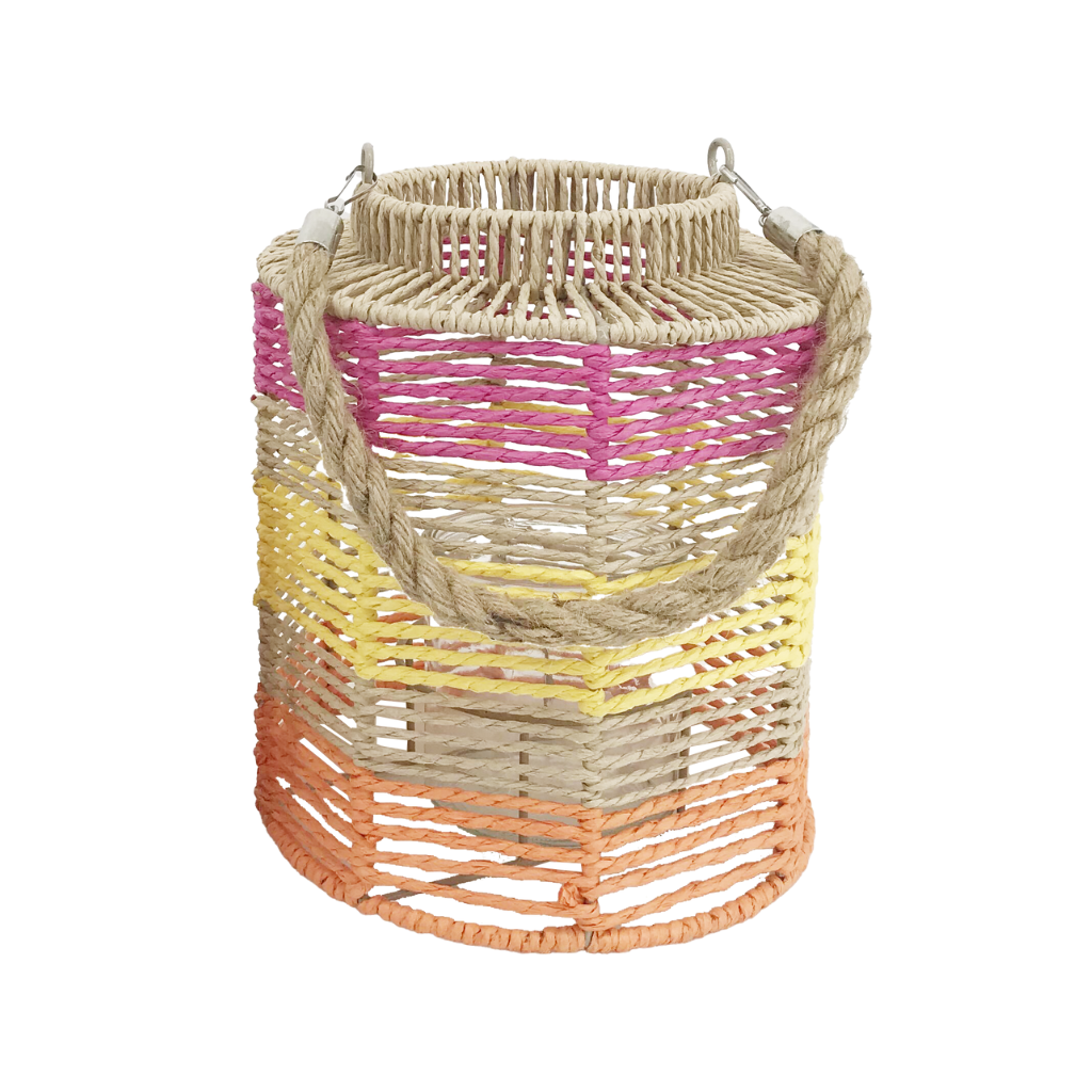 Lantaarn met glas multicolour 21 x 24 cm