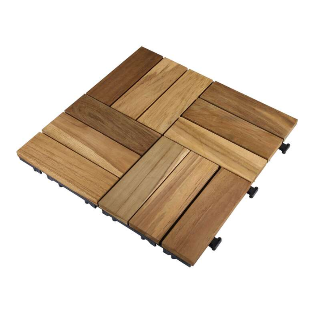 Terrastegel Qlik Teak 12 latjes 30 x 30 cm 10 stuks