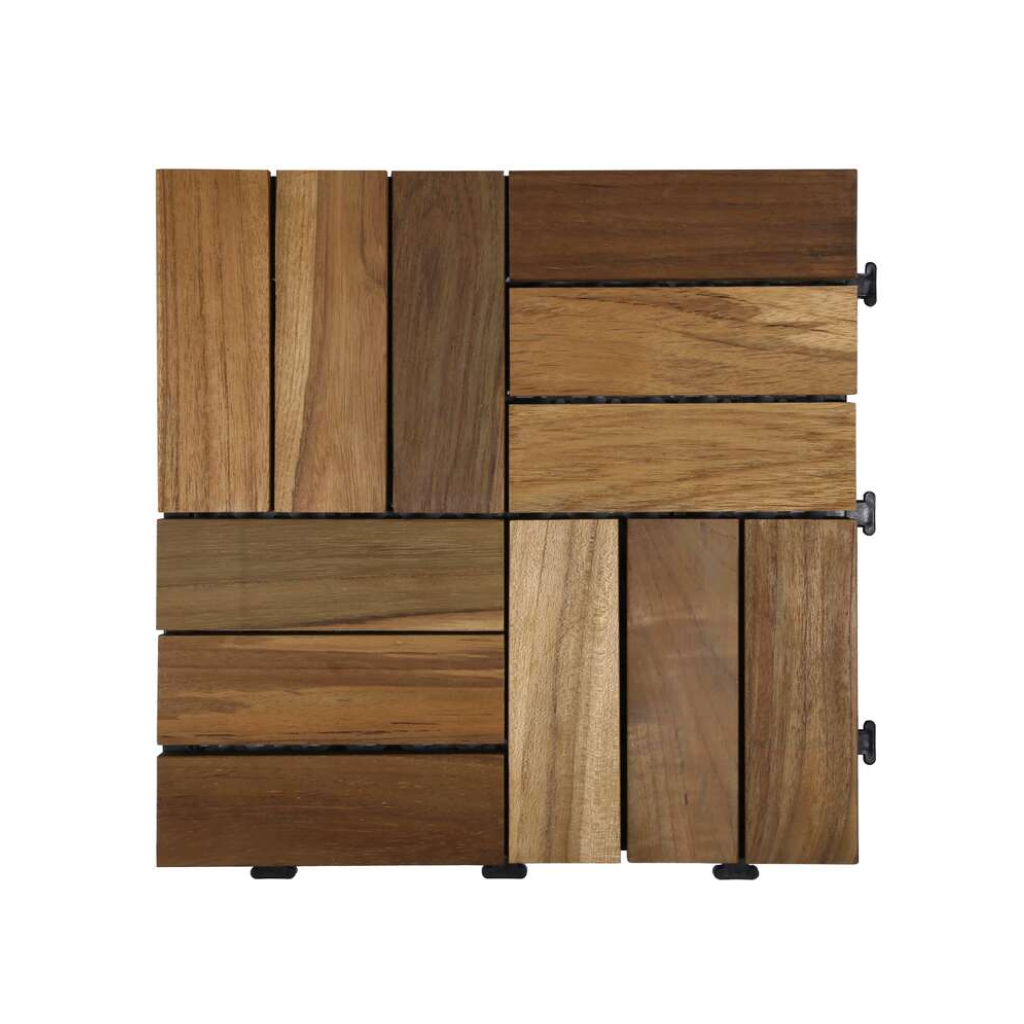 Terrastegel Qlik Teak 12 latjes 30 x 30 cm 10 stuks
