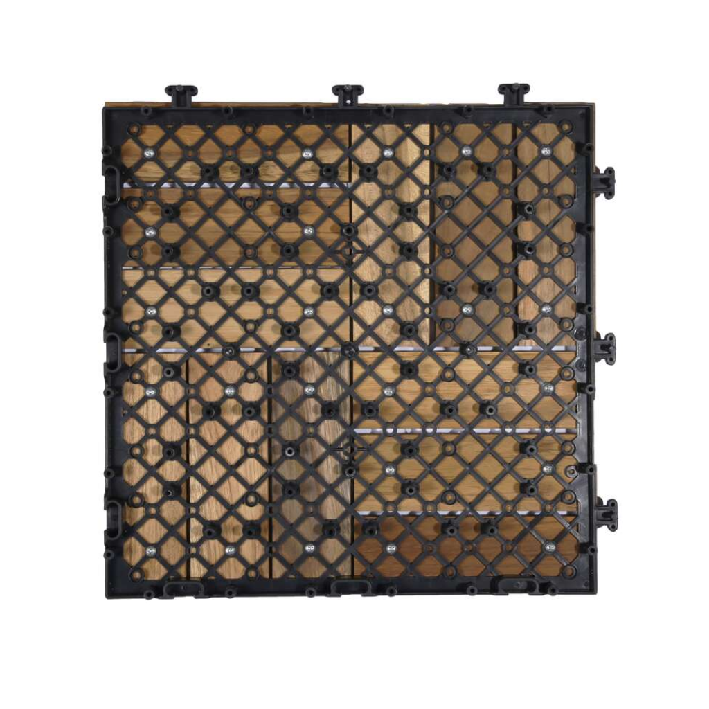 Terrastegel Qlik Teak 12 latjes 30 x 30 cm 10 stuks