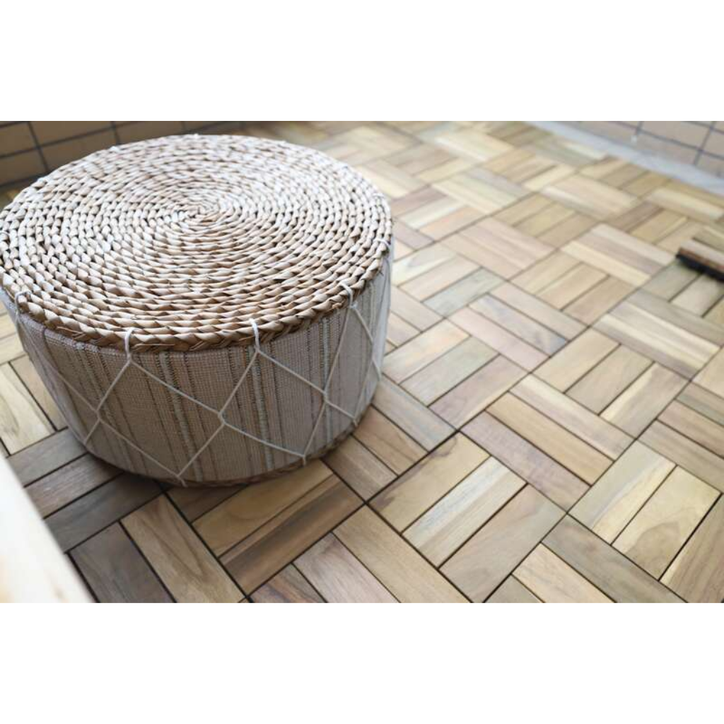 Terrastegel Qlik Teak 12 latjes 30 x 30 cm 10 stuks