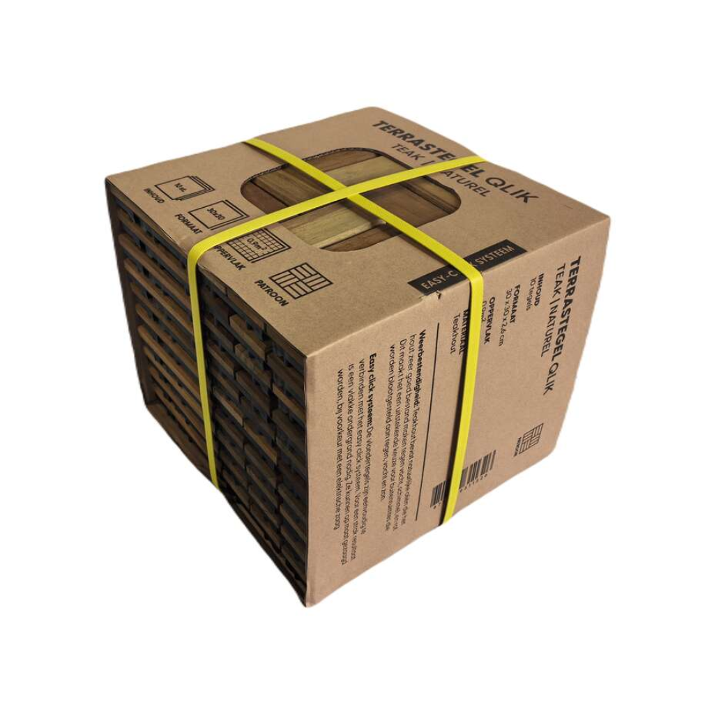 Terrastegel Qlik Teak 12 latjes 30 x 30 cm 10 stuks