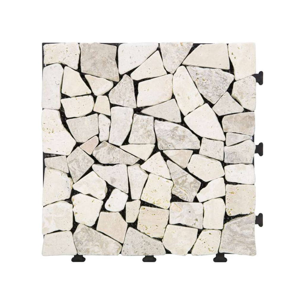 Terrastegel Qlik travertin mozaiek cream 30 x 30cm 6 stuks