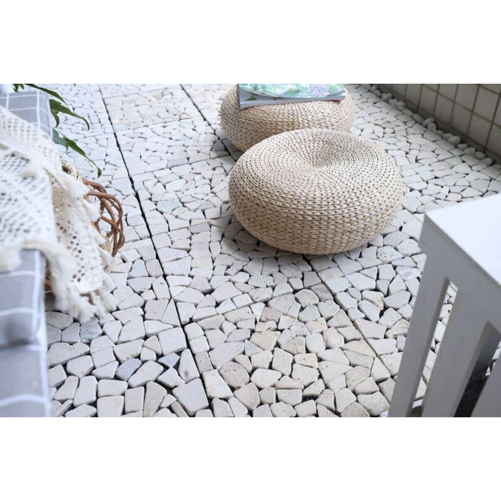 Terrastegel Qlik travertin mozaiek cream 30 x 30cm 6 stuks