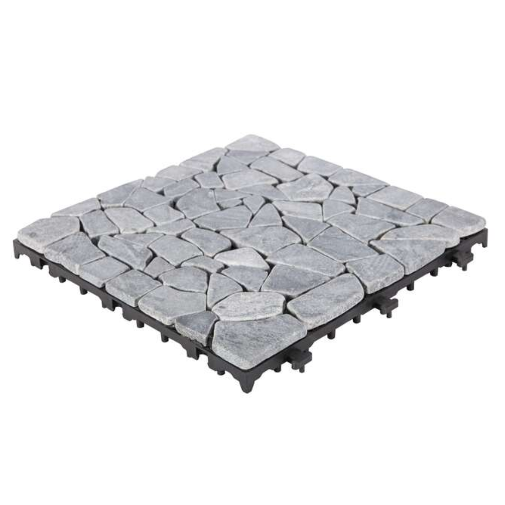 Terrastegel Qlik travertin mozaiek grey 30 x 30cm 6 stuks