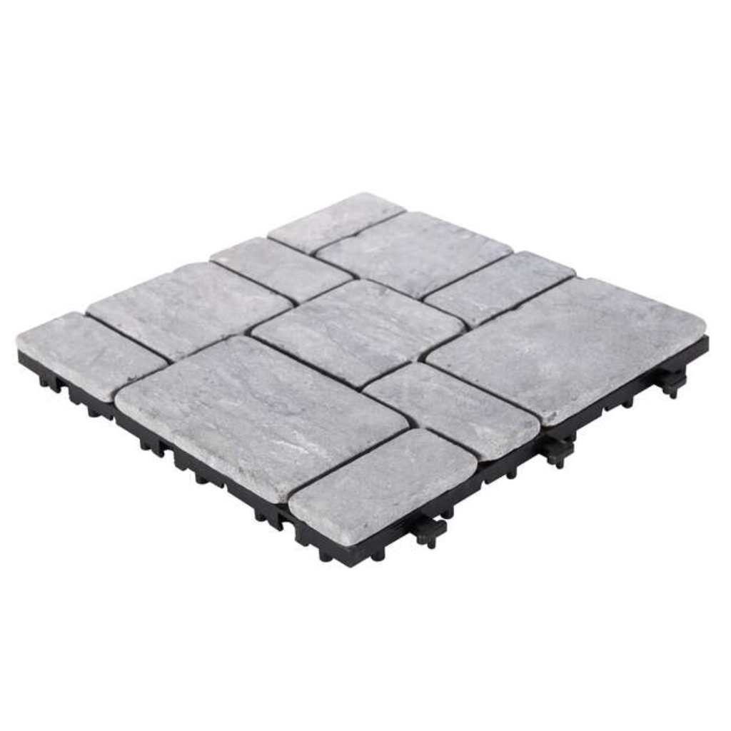 Terrastegel Qlik travertin blocks grey 30 x 30cm 6 stuks