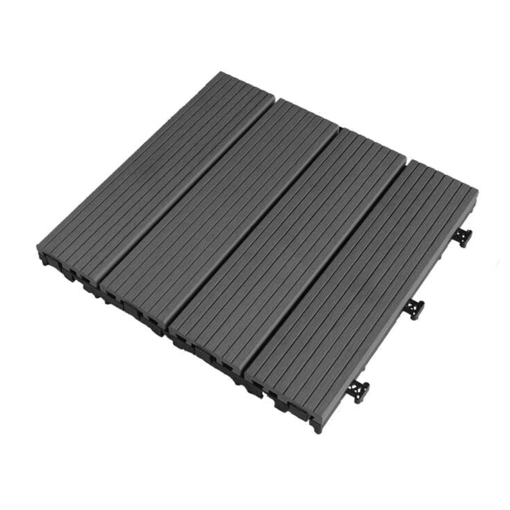Terrastegel Qlik WPC antraciet 4 latjes 30 x 30 cm 10 stuks