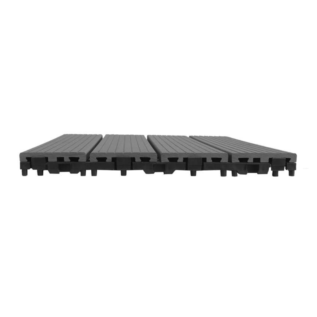 Terrastegel Qlik WPC antraciet 4 latjes 30 x 30 cm 10 stuks