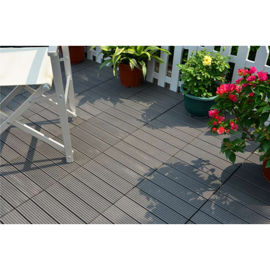 Terrastegel Qlik WPC antraciet 4 latjes 30 x 30 cm 10 stuks