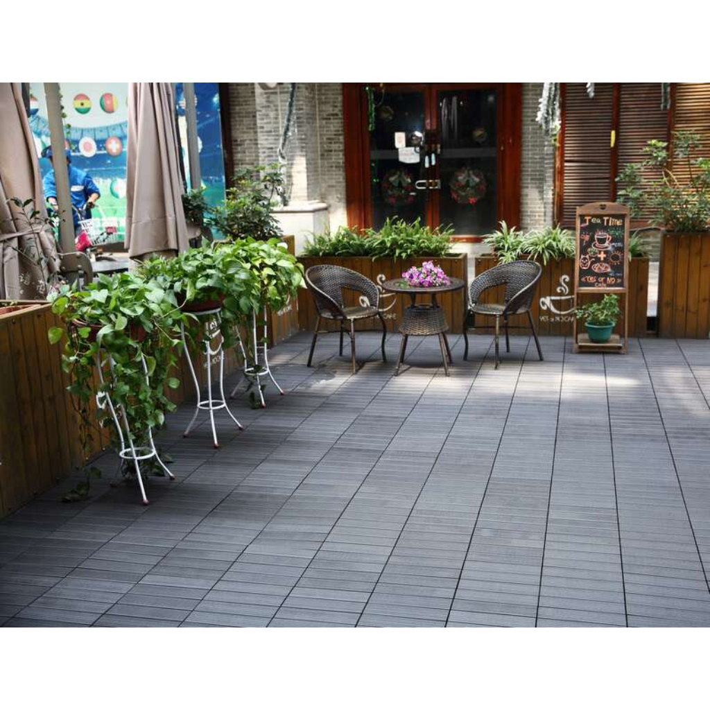 Terrastegel Qlik WPC antraciet 4 latjes 30 x 30 cm 10 stuks