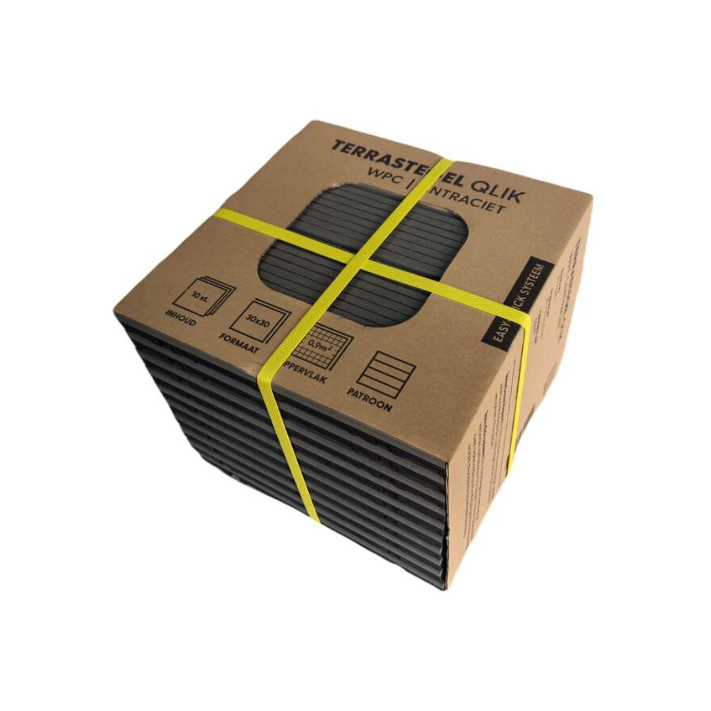 Terrastegel Qlik WPC antraciet 4 latjes 30 x 30 cm 10 stuks