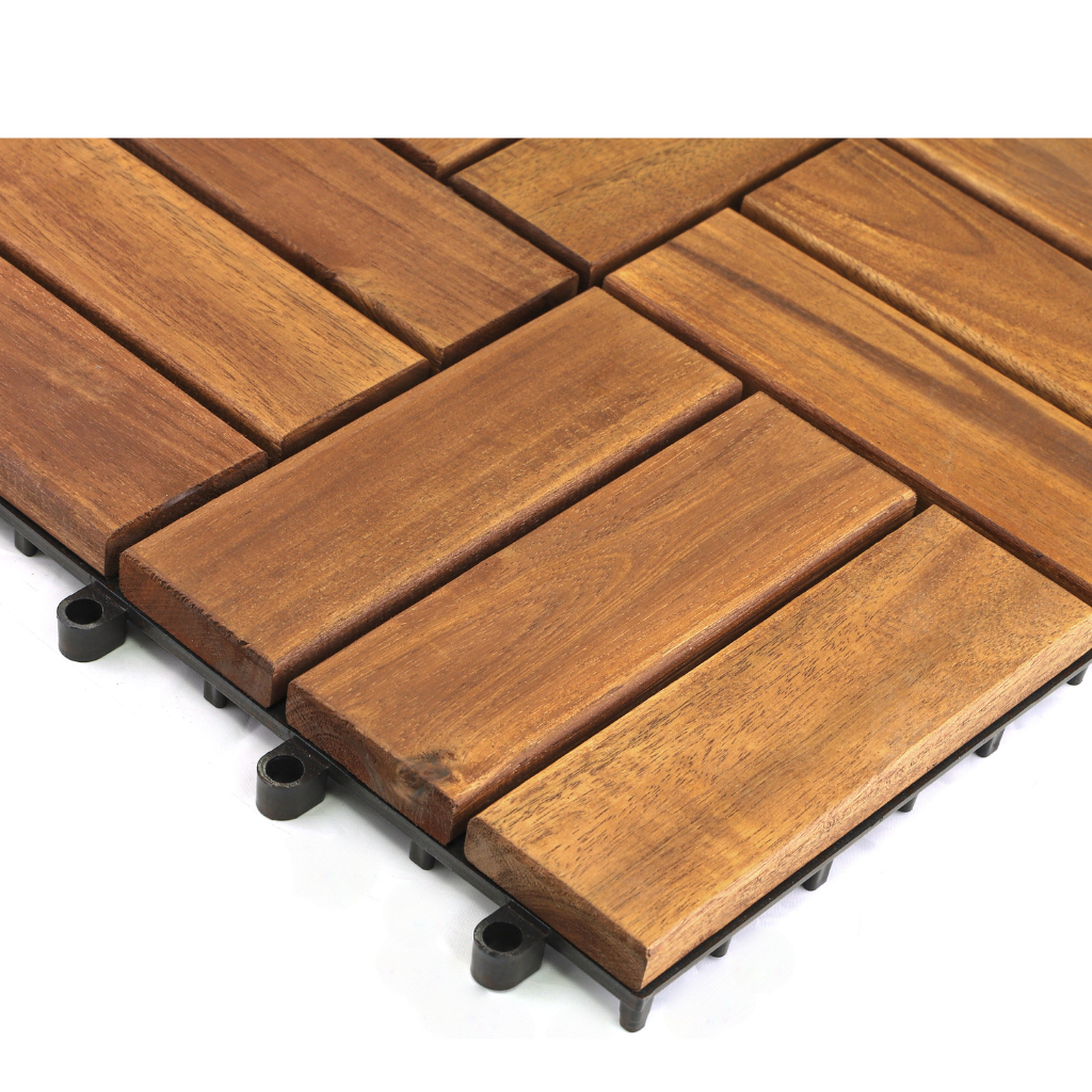 Terrastegel Qlik Acacia 12 latjes 30 x 30 cm 9 stuks