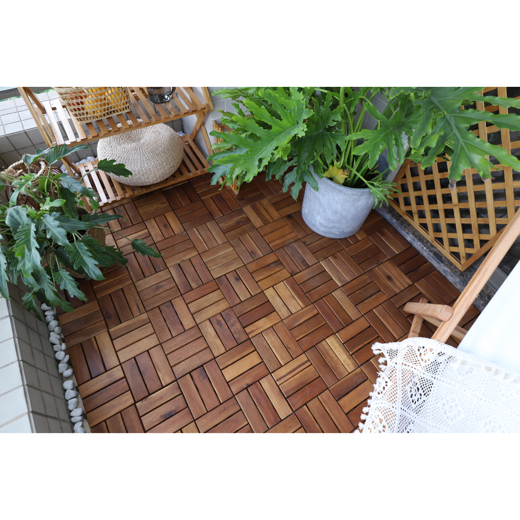 Terrastegel Qlik Acacia 12 latjes 30 x 30 cm 9 stuks