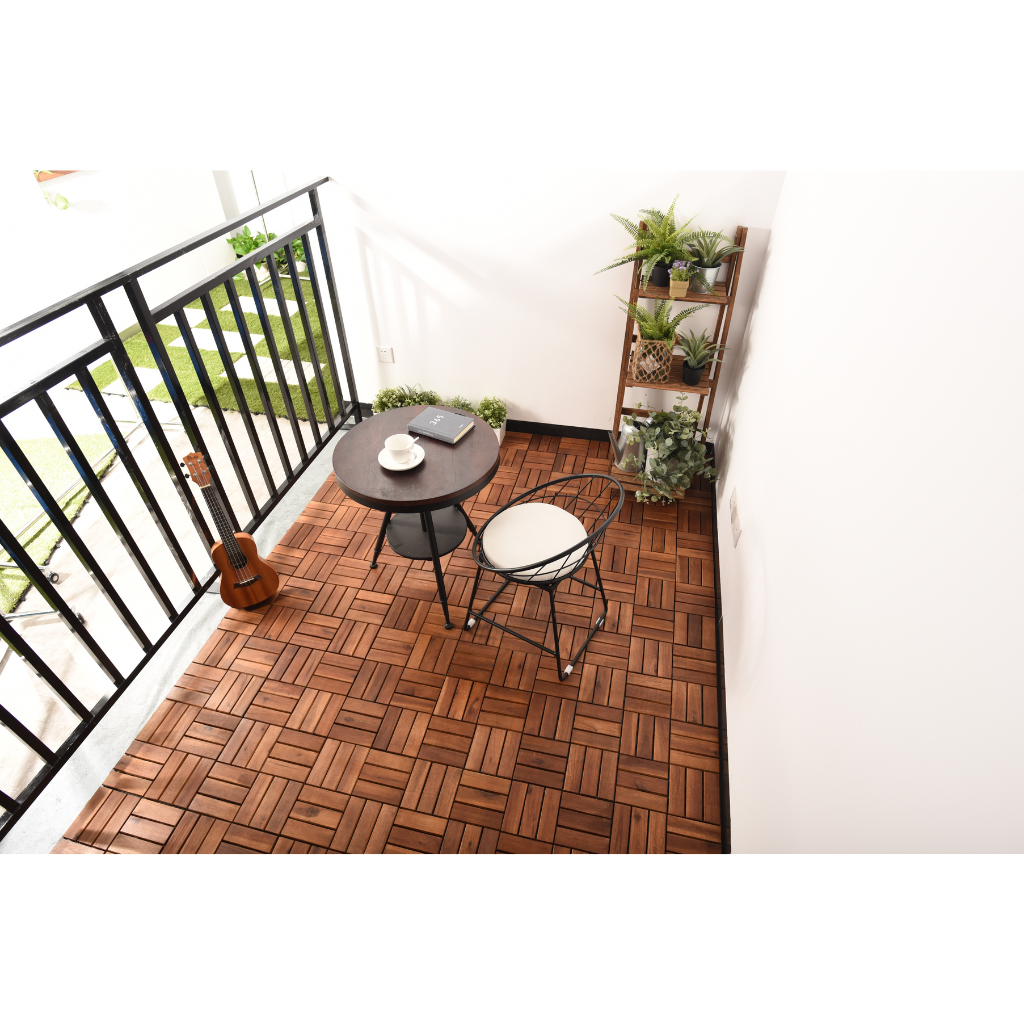Terrastegel Qlik Acacia 12 latjes 30 x 30 cm 9 stuks