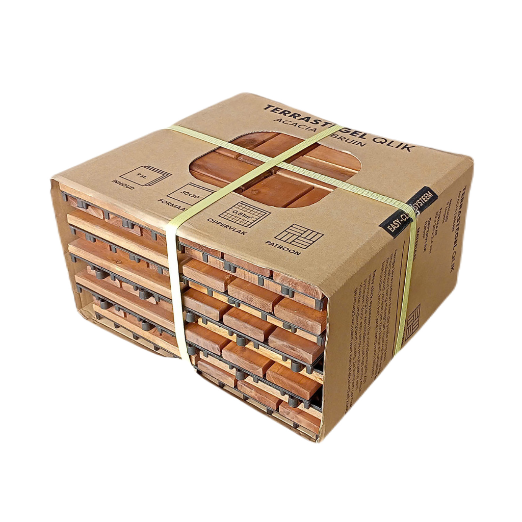 Terrastegel Qlik Acacia 12 latjes 30 x 30 cm 9 stuks