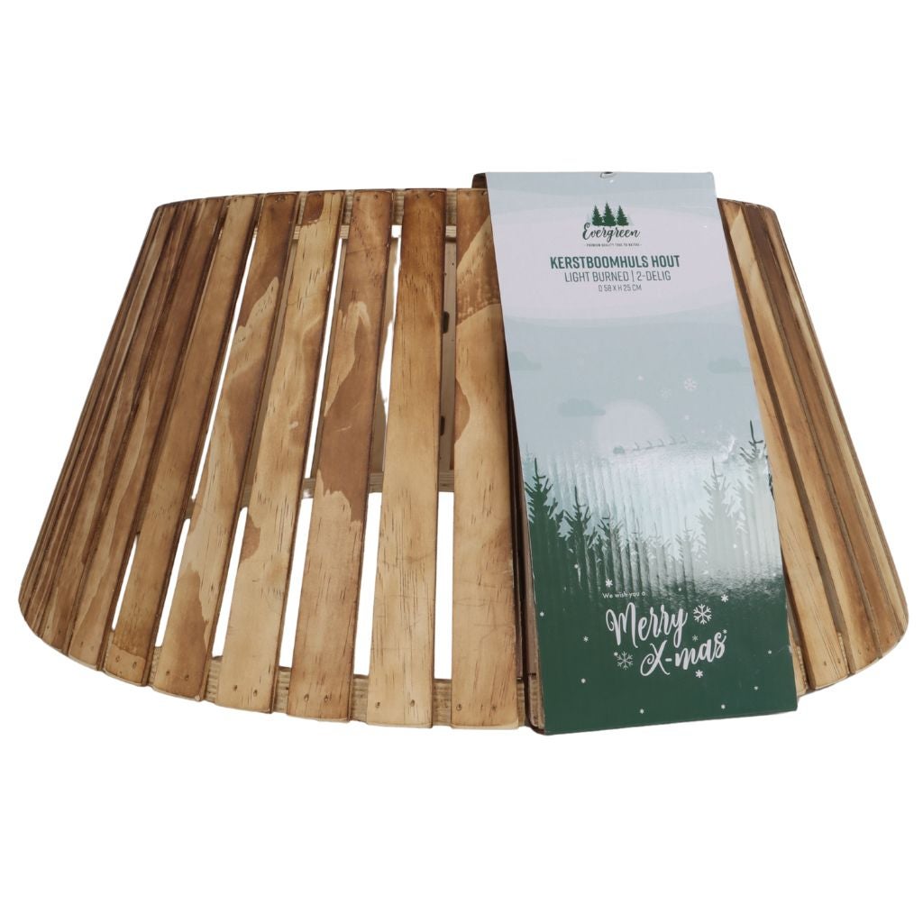 Kerstboomhuls hout light burned 2 delig 58 x 25 cm
