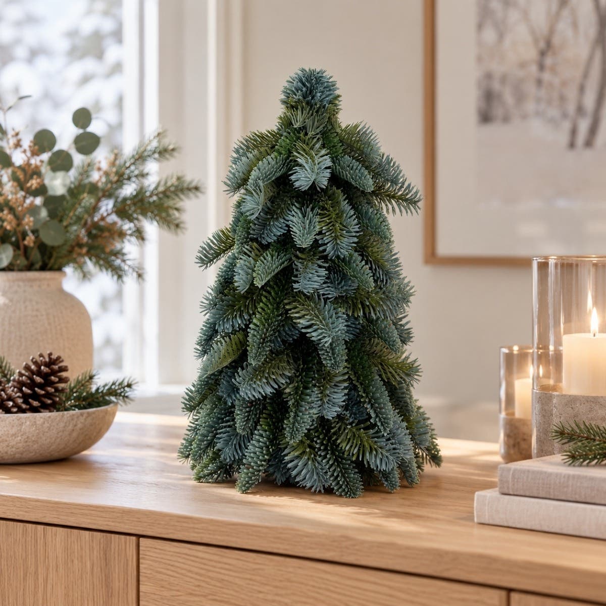 Evergreen Kunstkerstboom Nobilis met Houten Voet 40 x 40 cm