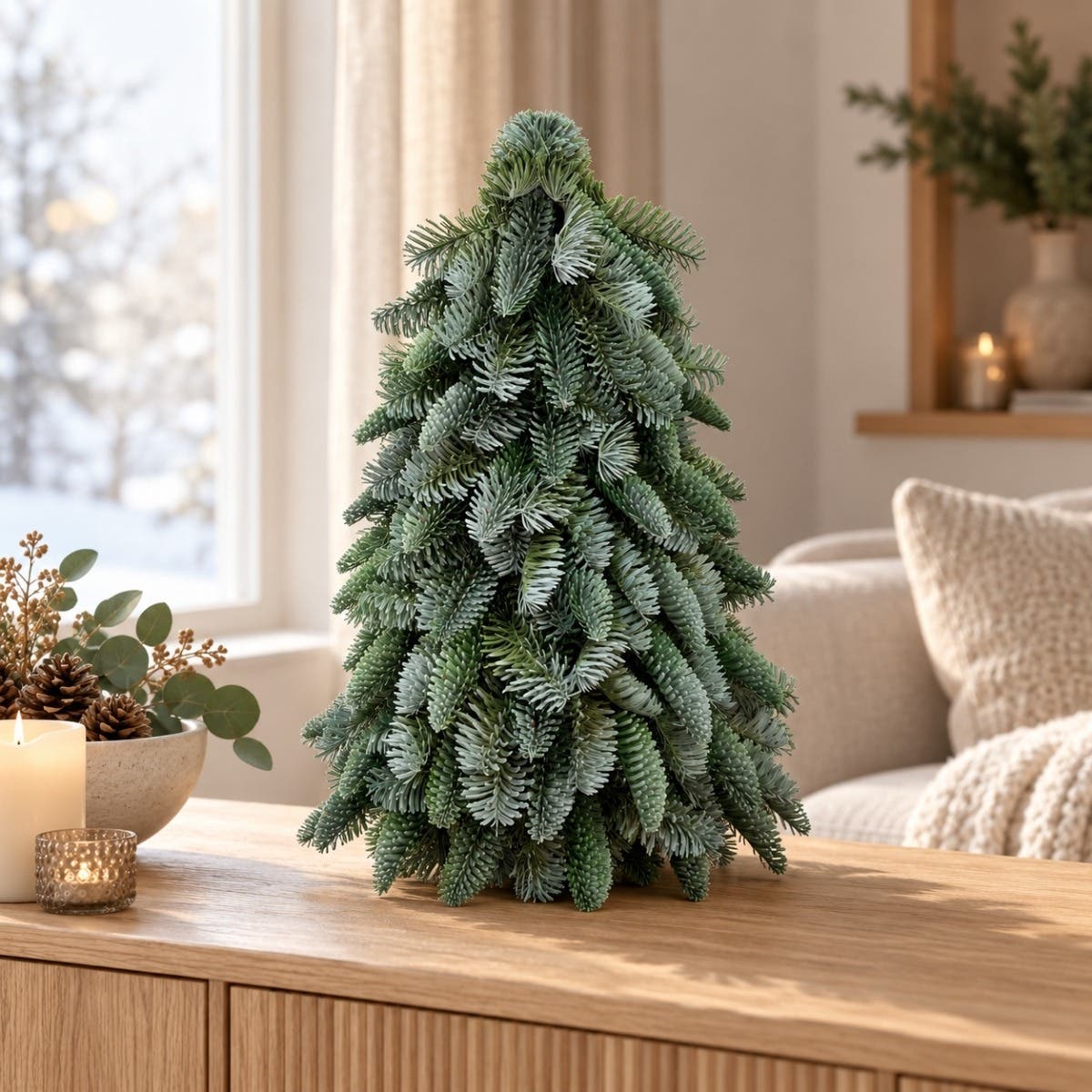 Evergreen Kunstkerstboom Nobilis met Houten Voet 50 x 50 cm