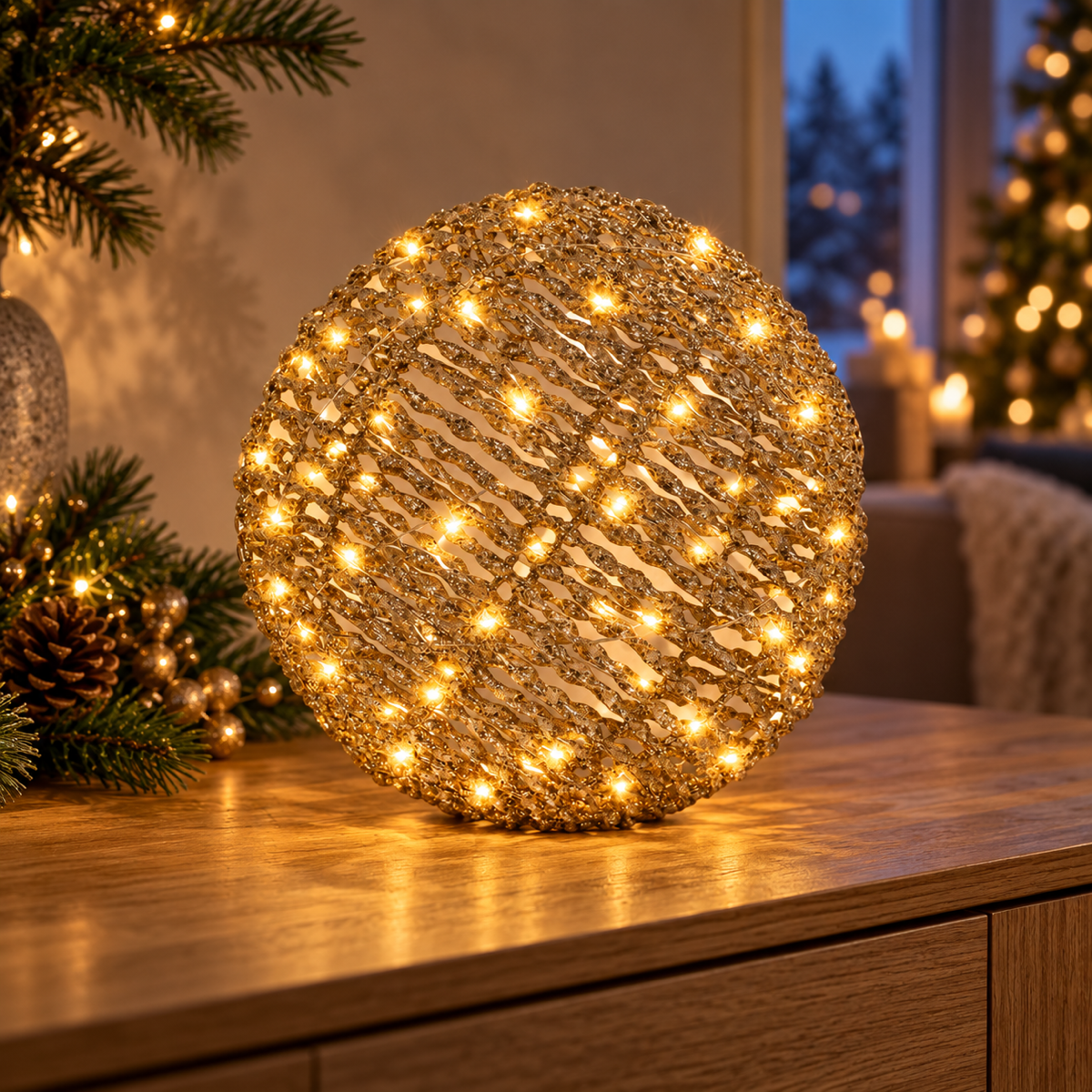 De Bosrand Verlicht Kerstfiguur Lichtbol Warm Wit 40 Lampjes 30 cm