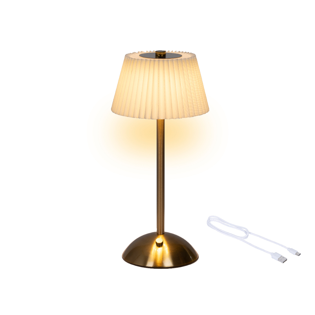 Tafellamp tiklampje creme/goud USB oplaadbaar 15 x 30 cm
