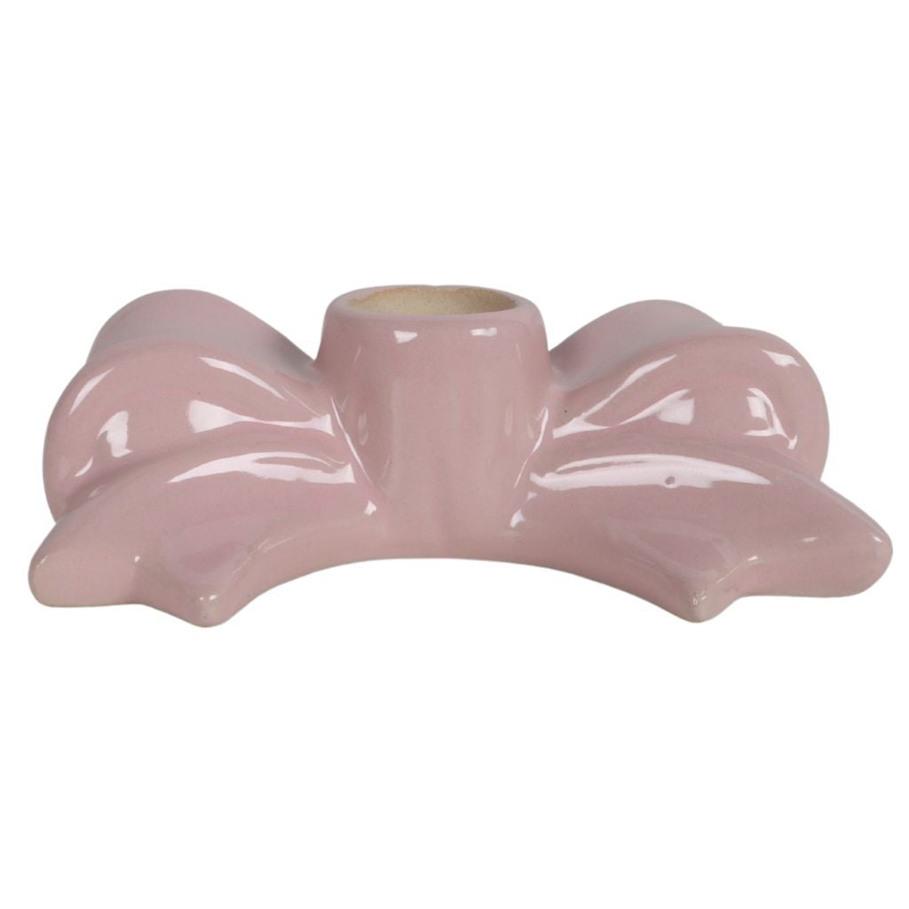 Kandelaar strik pink 11.5 x 6.5 x 3.5 cm