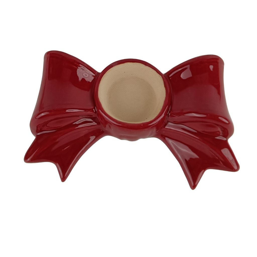 Waxinelichthouder strik burgundy 15 x 9 x 4.5 cm