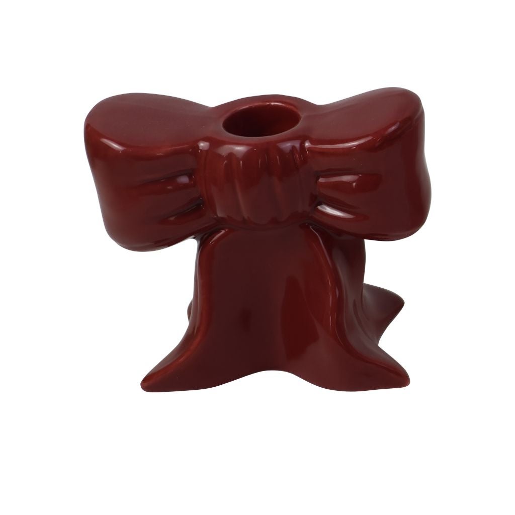 Kandelaar strik burgundy 10.5 x 9.5 x 10 cm