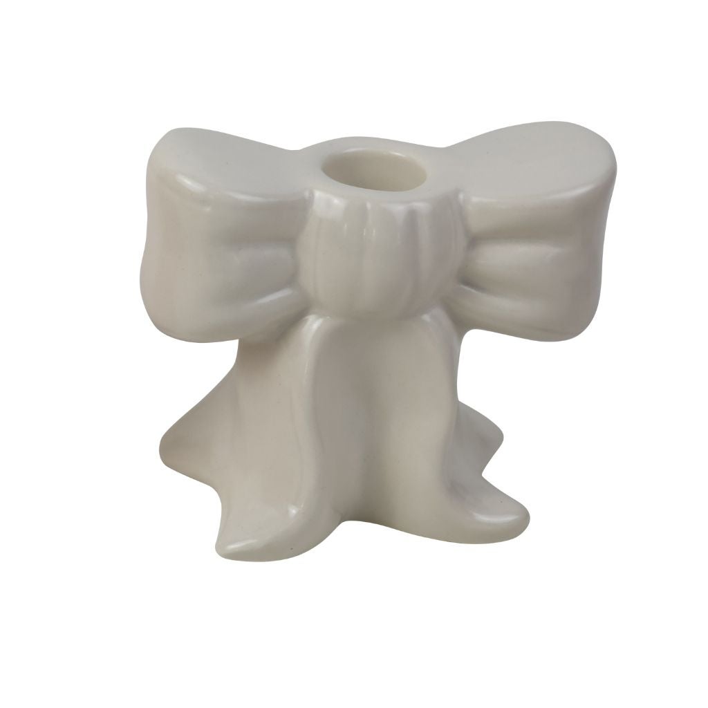 Kandelaar strik white 10.5 x 9.5 x 10 cm