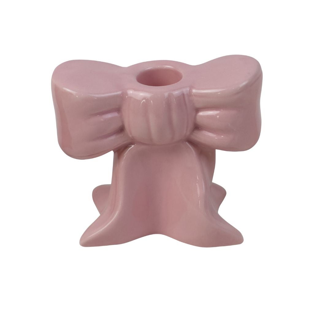 Kandelaar strik pink 10.5 x 9.5 x 10 cm