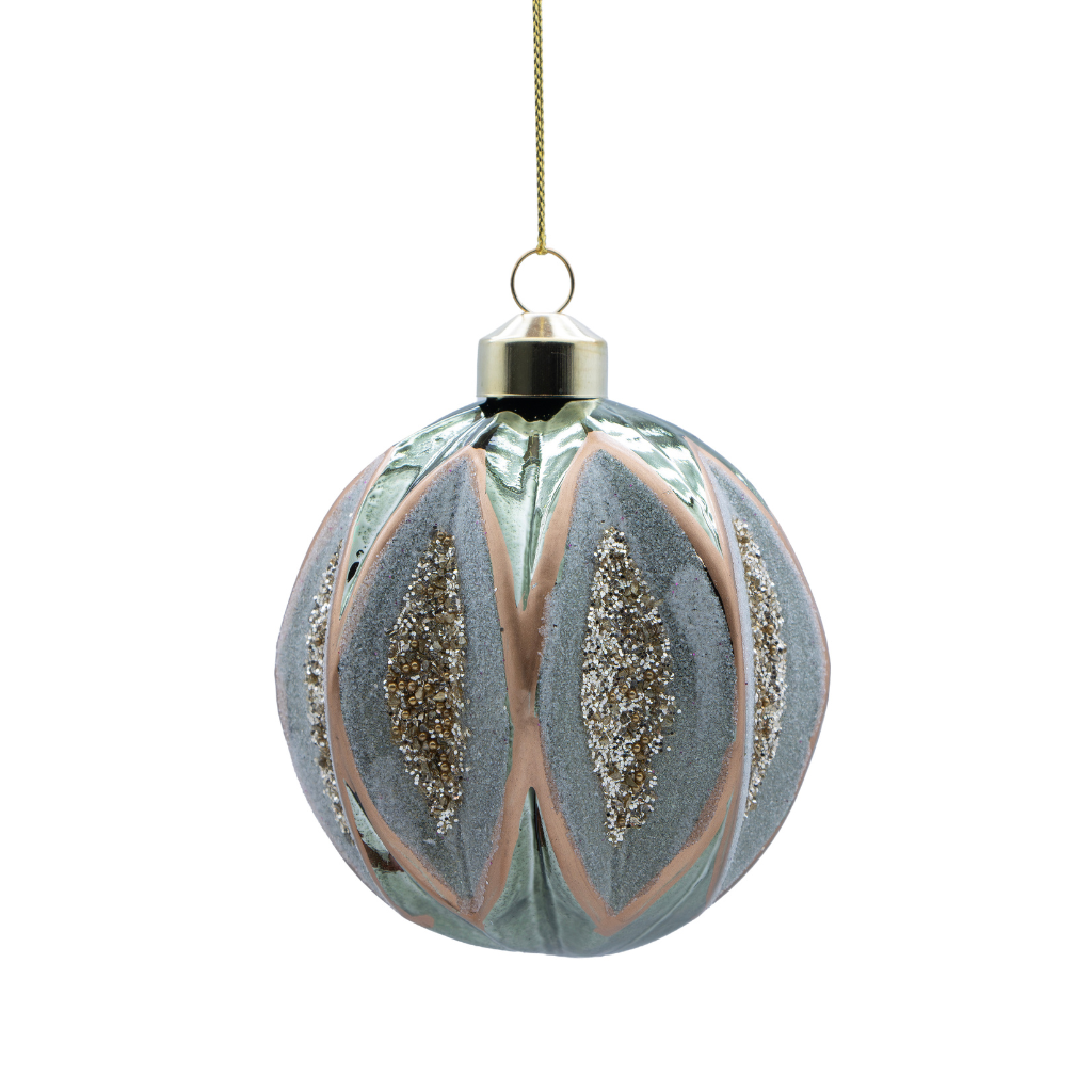 Kerstornament shiny mint glas 8 cm