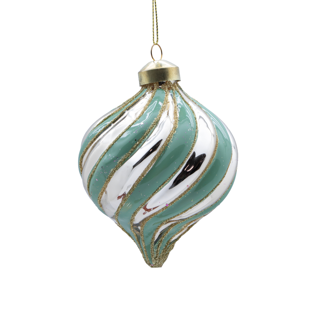 Kerstornament ui minty champagne glas 9 cm