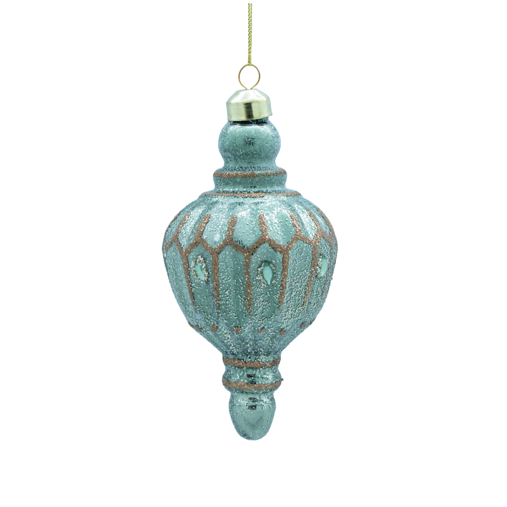 Kerstornament groen glas 15 cm
