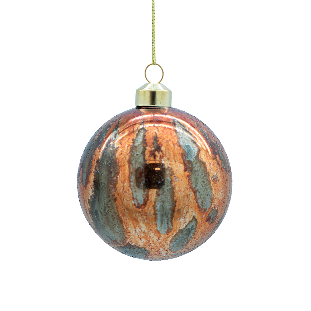 Kerstornament koper glas 8 cm