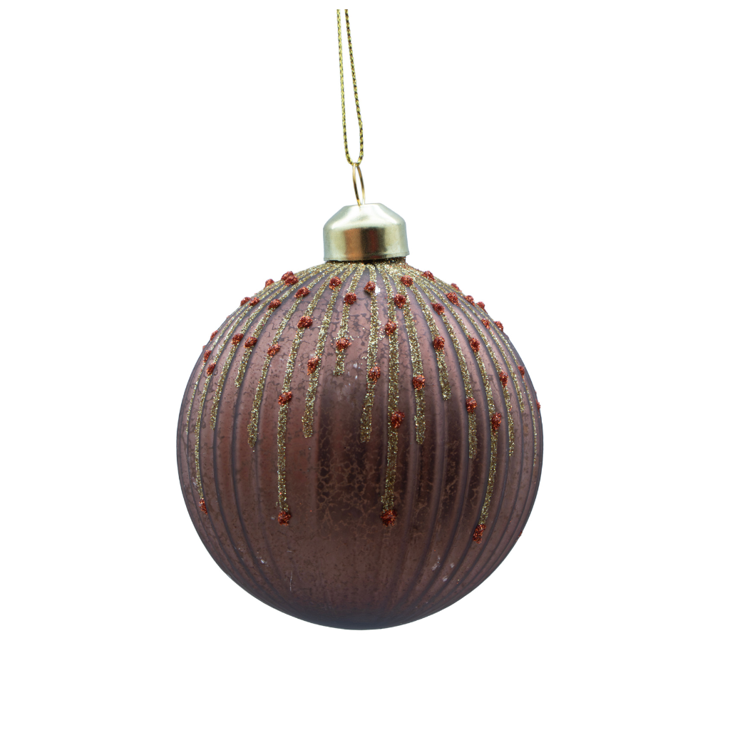 Kerstornament donkerbruin glas 8 cm