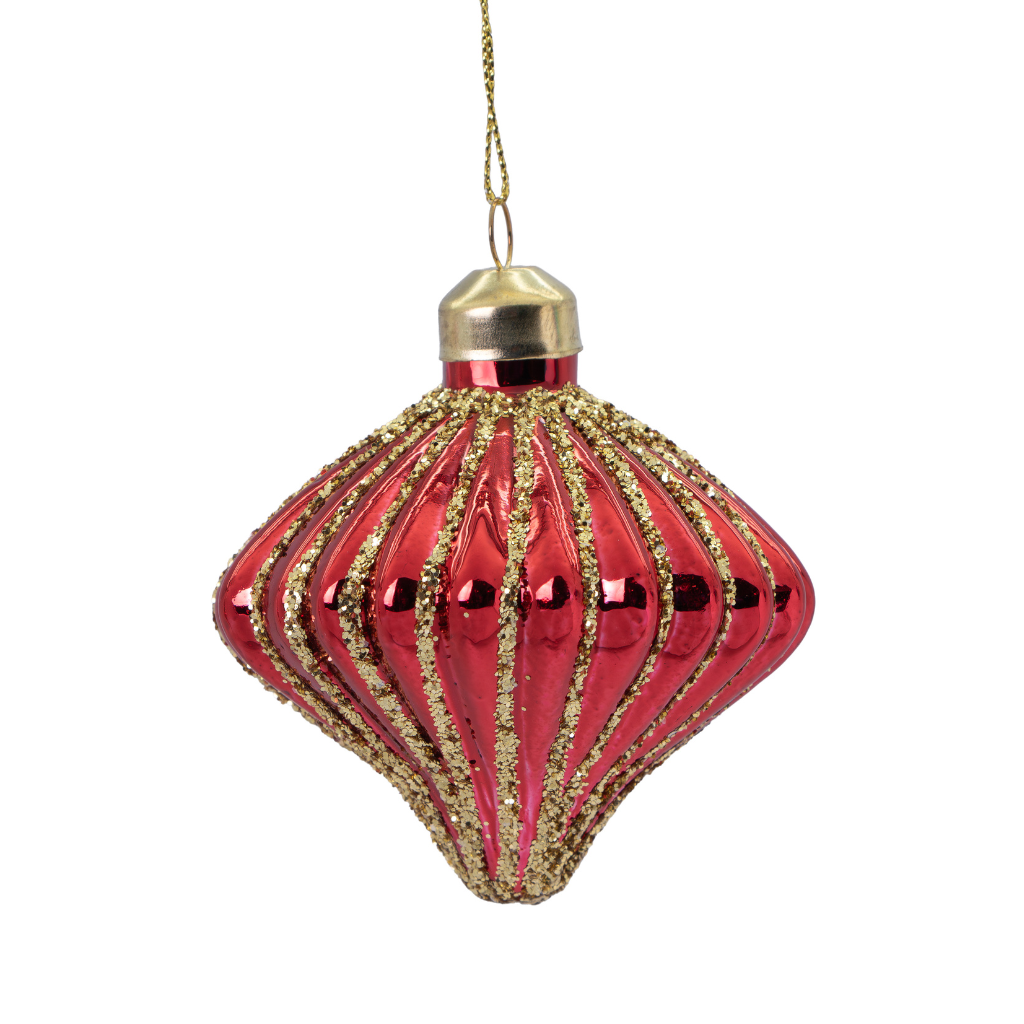 Kerstornament ui rood glas 8 cm