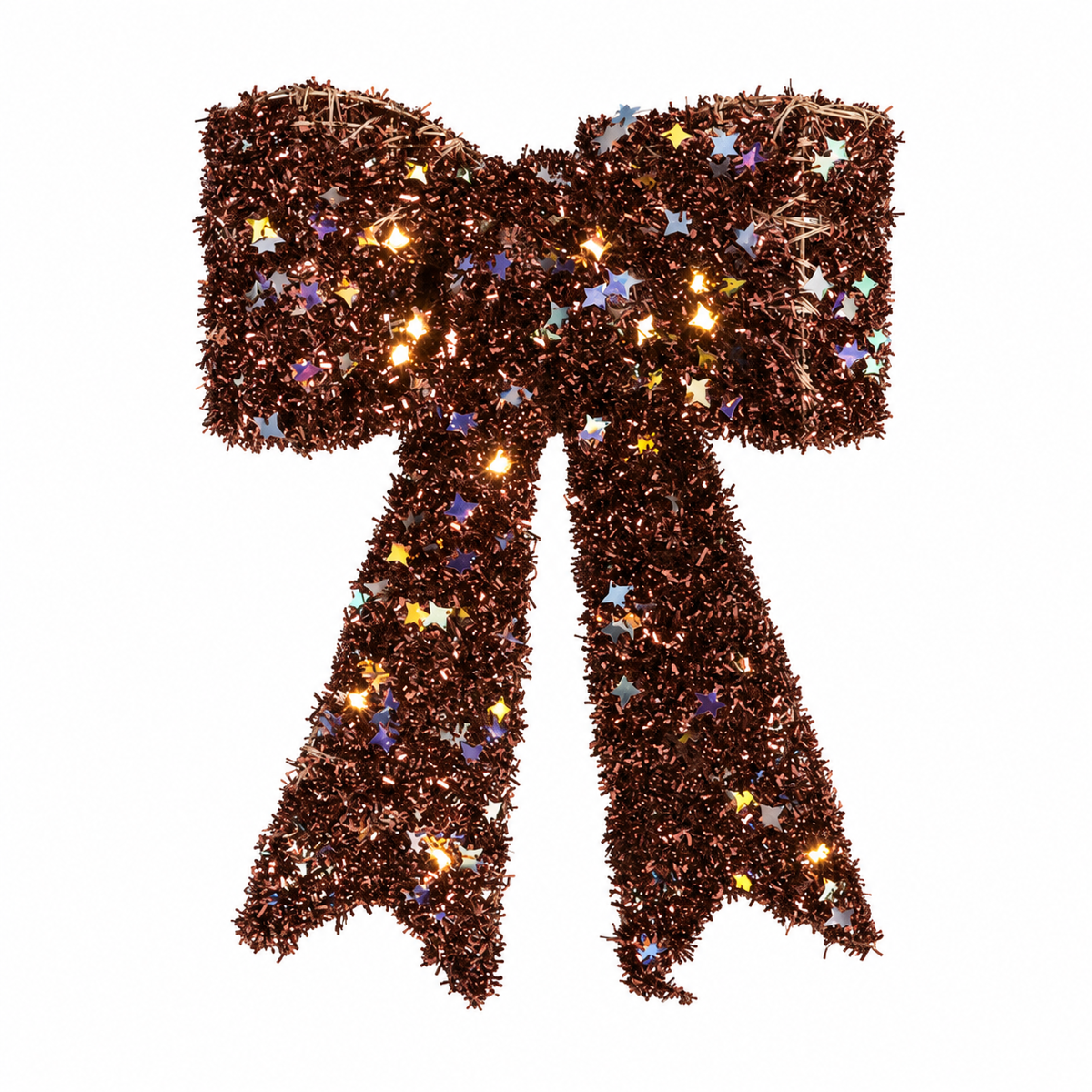 Strik glitter 10 LED lampjes bruin 18 x 23 cm