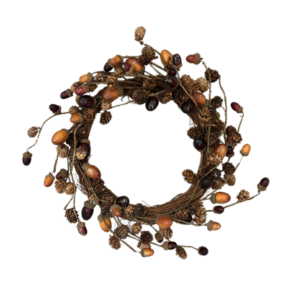 Herfstkrans takken eikels 38 cm